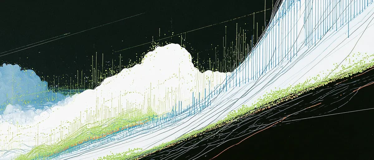 Abstract data-landscape illustration of rising subscriber growth