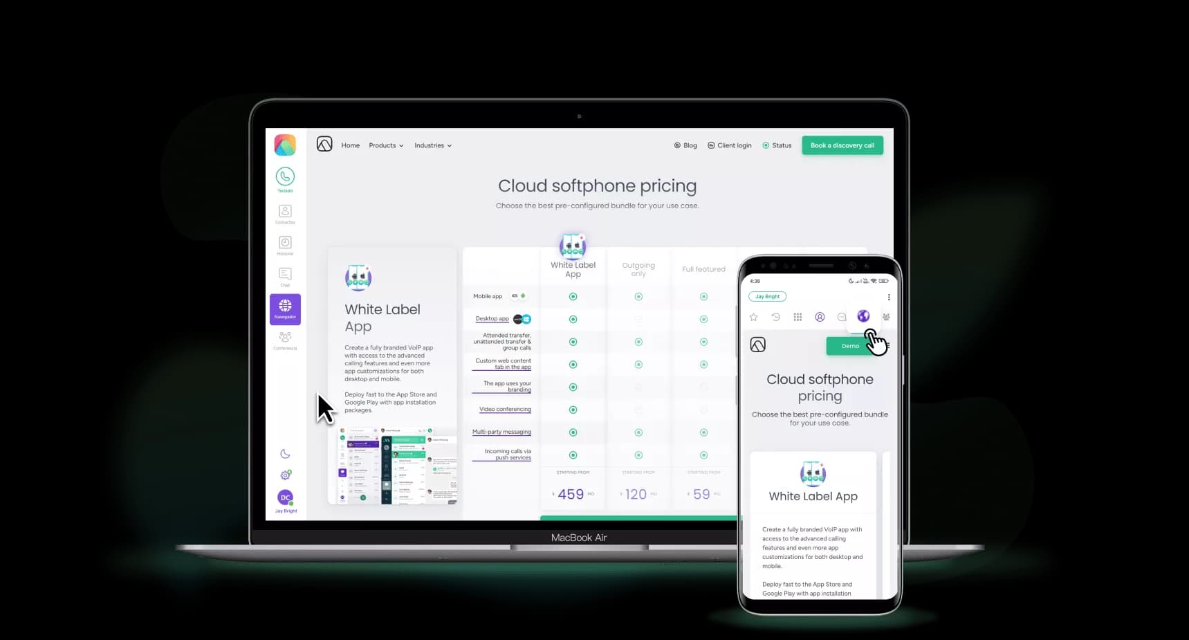 Web Tab View For Cloud Softphone App
