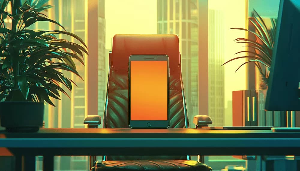 A Sip Client Phone On A Office Desk