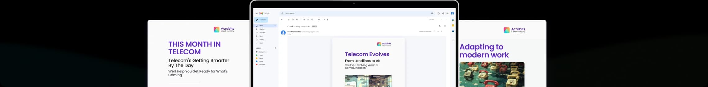 Newsletter preview showing Acrobits email