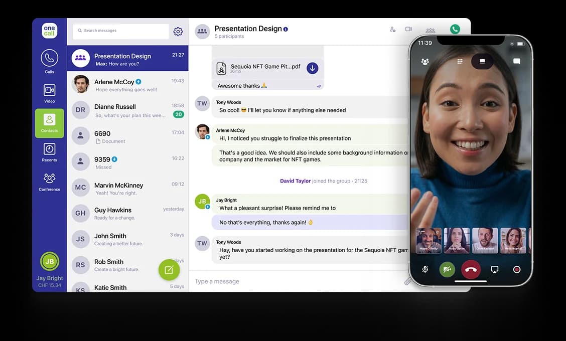 OneCall app mockup