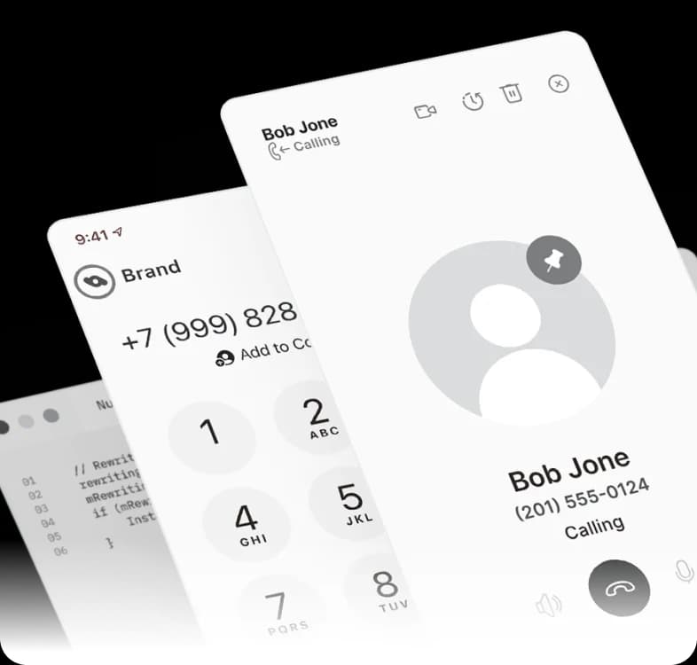 Softphone SDK mobile mockup showcase