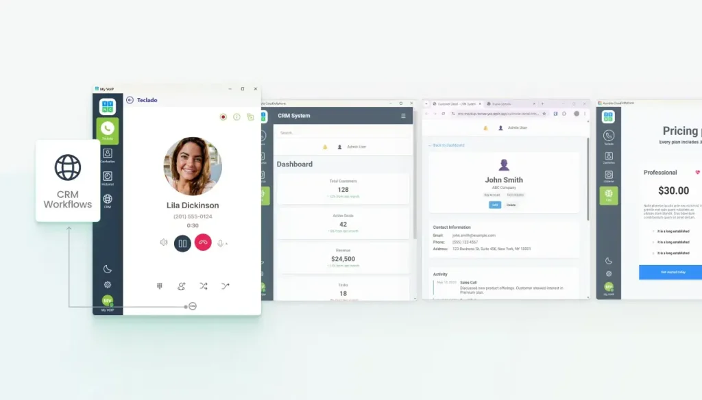 Softphone Showing Crm Workflow Call Center