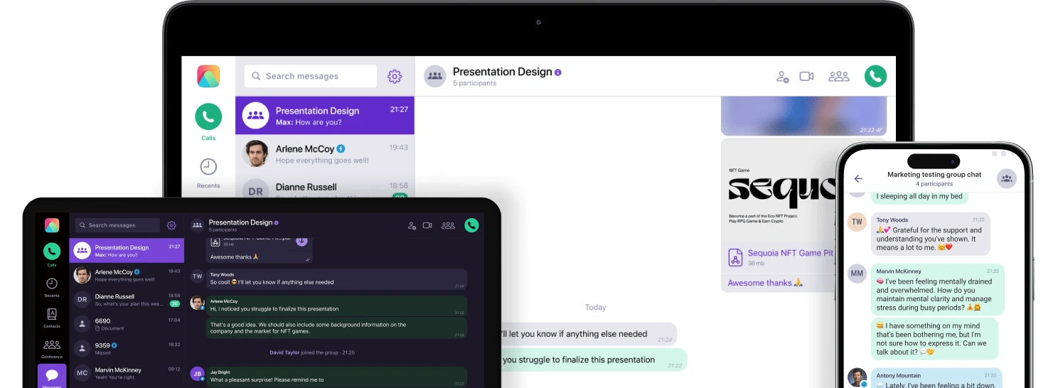 Screens Showing White Label Messaging App For Telco Resellers Min Up