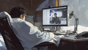 Guy Virtual Conference Looking Tired Virtual Meeting Fatigue