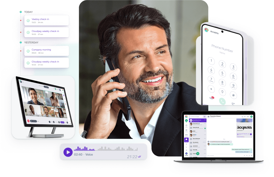 Man Holding Softphone Making Voip Call Min