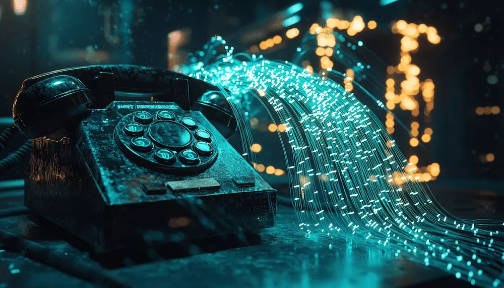 Optic Fiber Covering An Phone And Transform Into Sip Client Phone