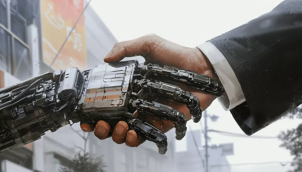 Robot Handshaking Human Helping Customer Communications With Ai